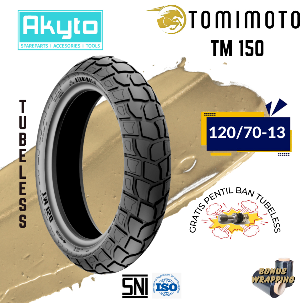 TOMIMOTO MEDIUM COMPOUND TM150 [120/70-13] FREE PENTIL BAN MOTOR DUAL PURPOSE RING 13 R13 TM150