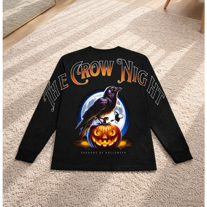 BAJU KAOS PRIA DISTRO LENGAN PANJANG THE CROW NIGHT KAOS LONG SLEEVE JERSEY VINTAGE KAOS PRIA KEKINI