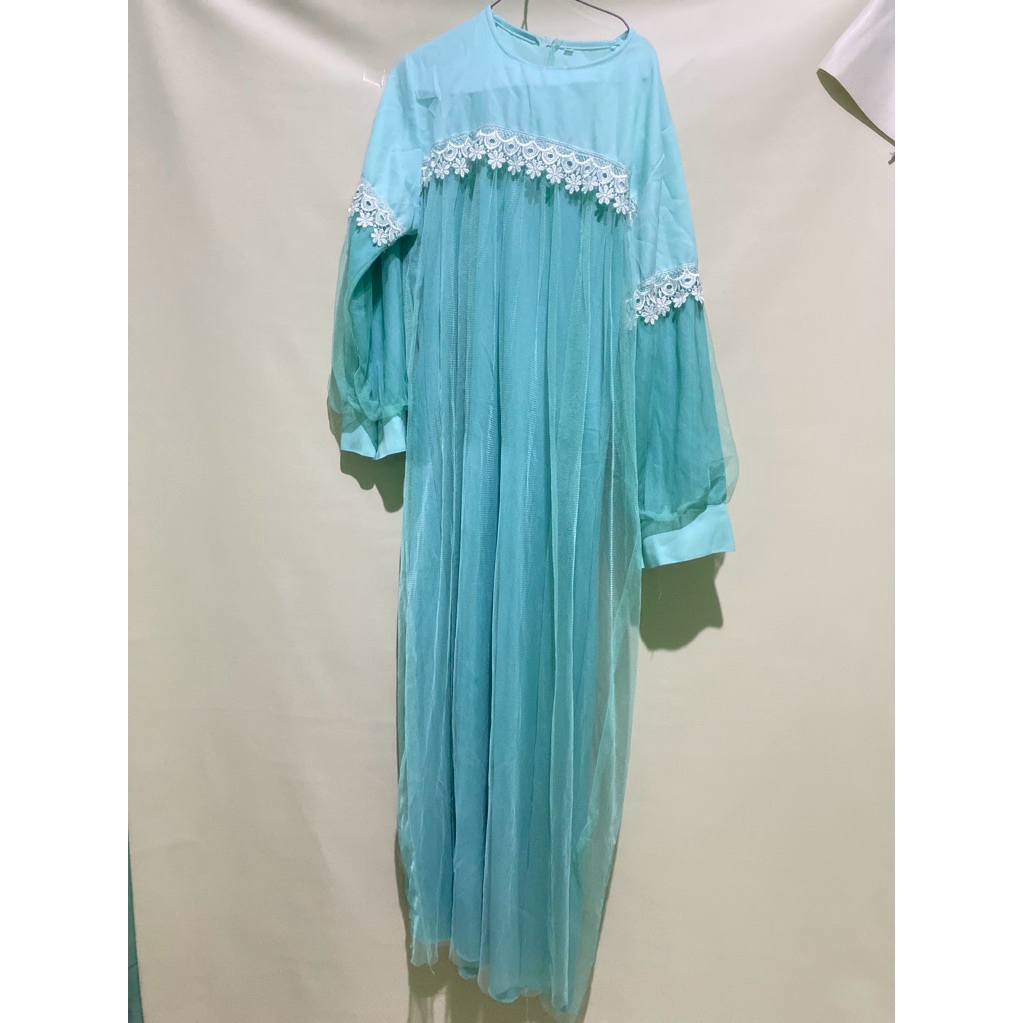 PL Baju Dress Gamis Lebaran wanita warna tosca ukuran xl