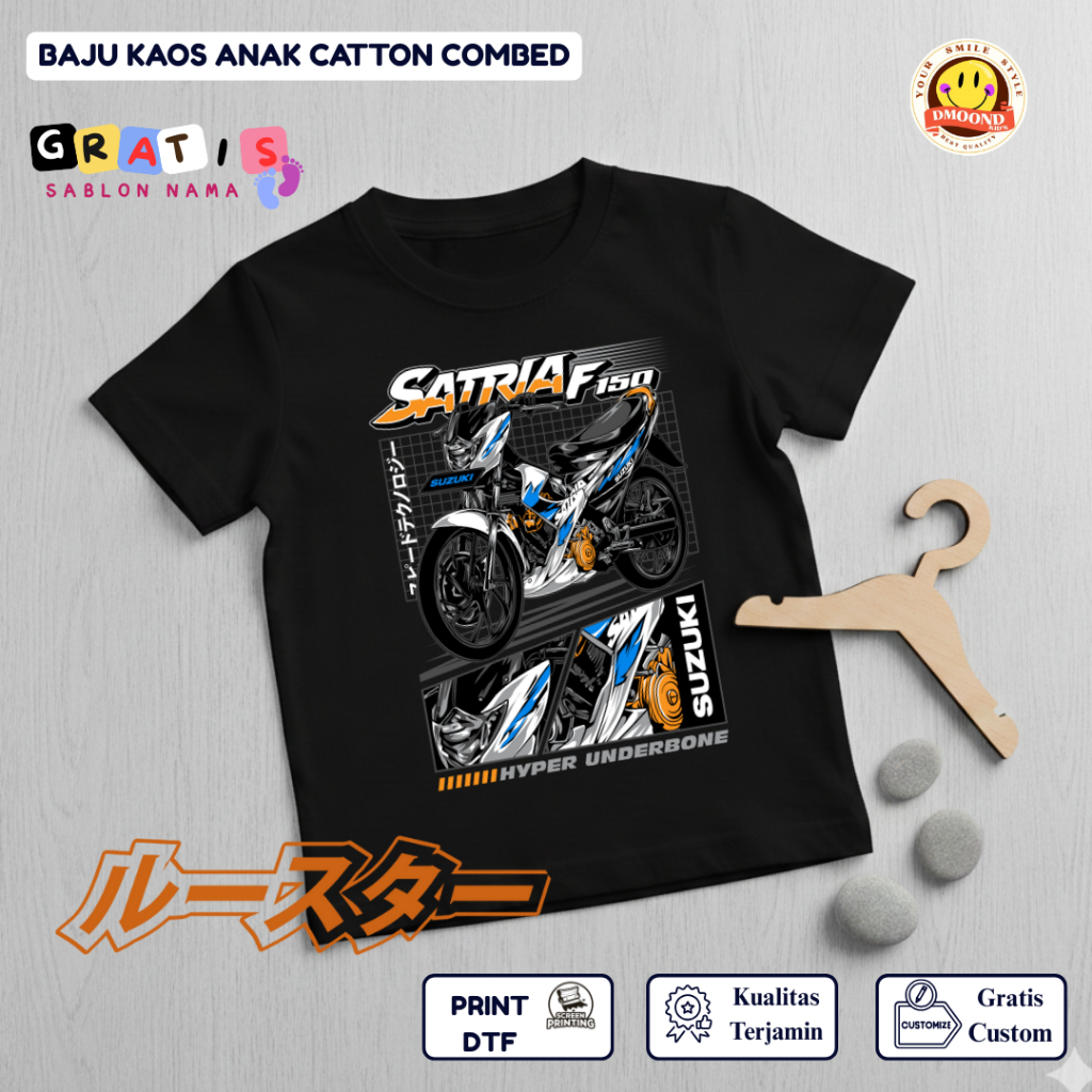 Baju Anak Kaos Anak Motif Motor Satria F150 FU Terbaru Free Nama | GD