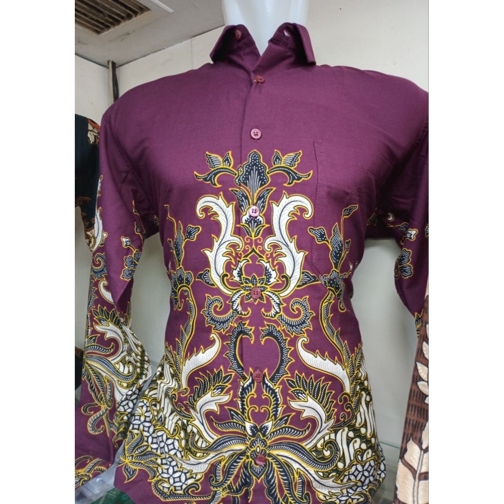 kemeja pria  lengan panjang motif  batik carparelli