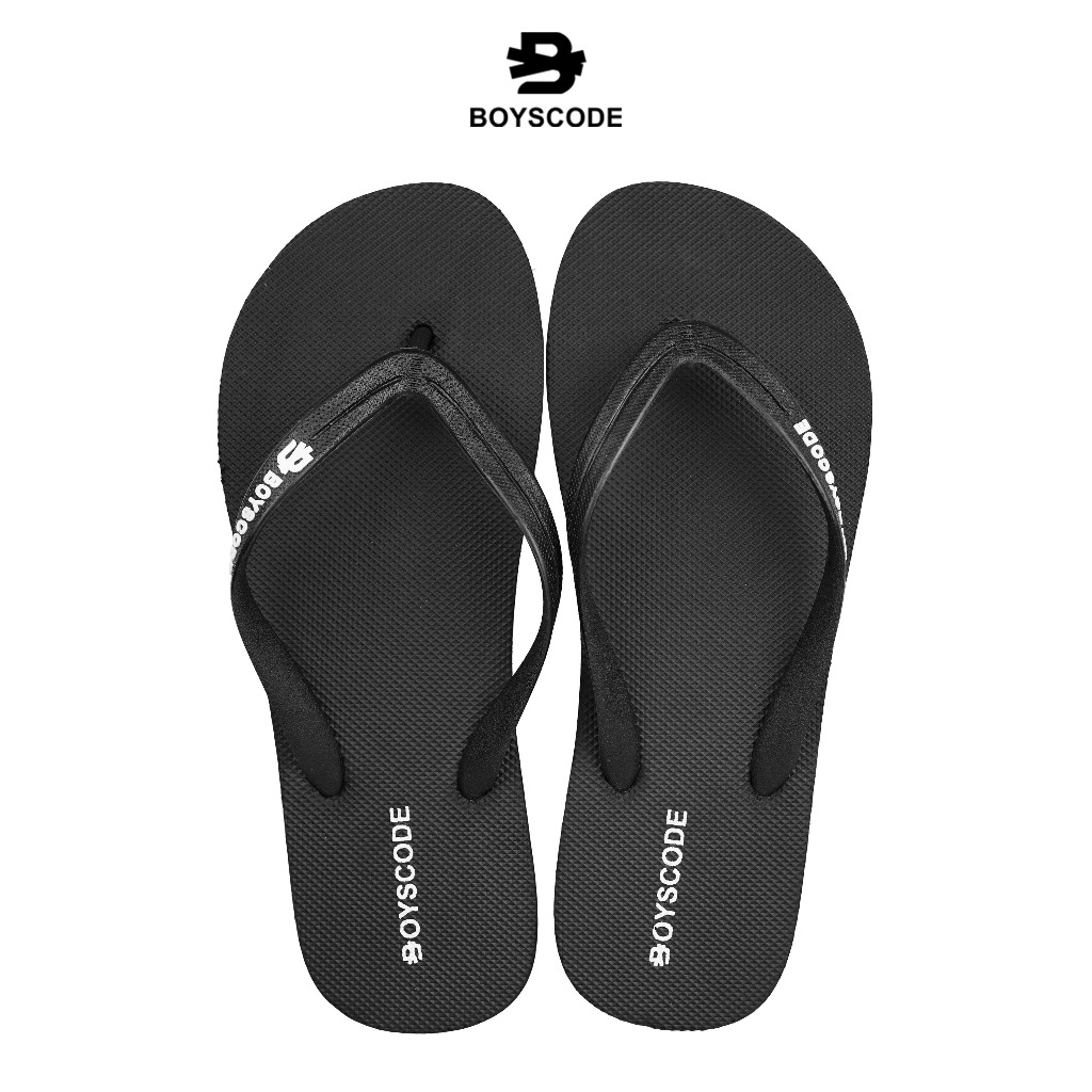 BOYSCODE Sendal Jepit Karet Polos Premium Unisex Pria Wanita Hitam Putih / Flip Flop / Sendal Santai