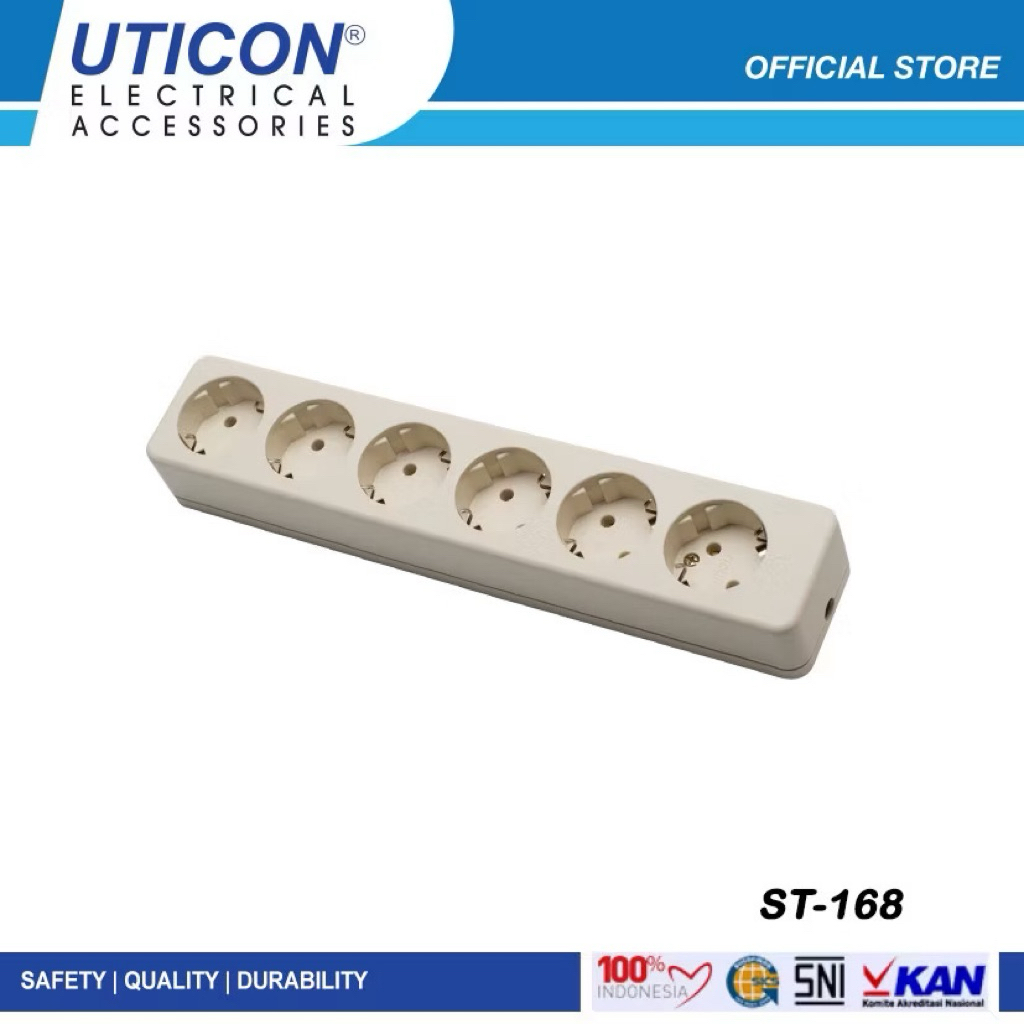 Stop Kontak Uticon 6 Lubang Terminal Kuningan/Stop Kontak Uticon Tanpa Kabel