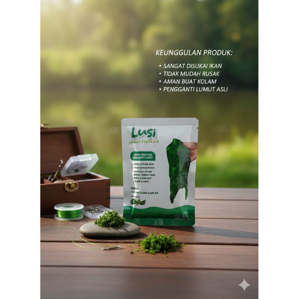 LUSI Lumut Sintetis - Umpan Pancing Pengganti Lumut Alami Bahan Alang-Alang Ampuh Jitu Pancing Air T