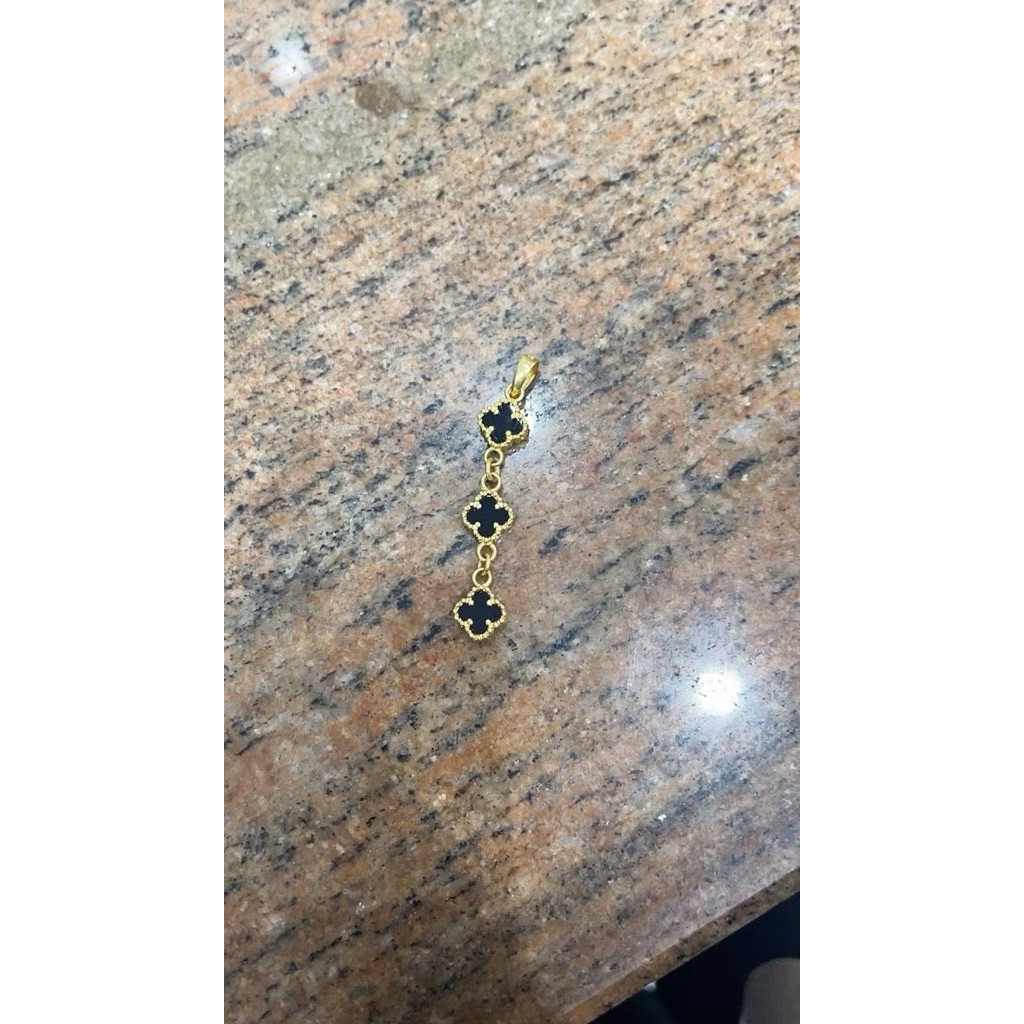 Liontin clover hitam emas Asli Kadar 700