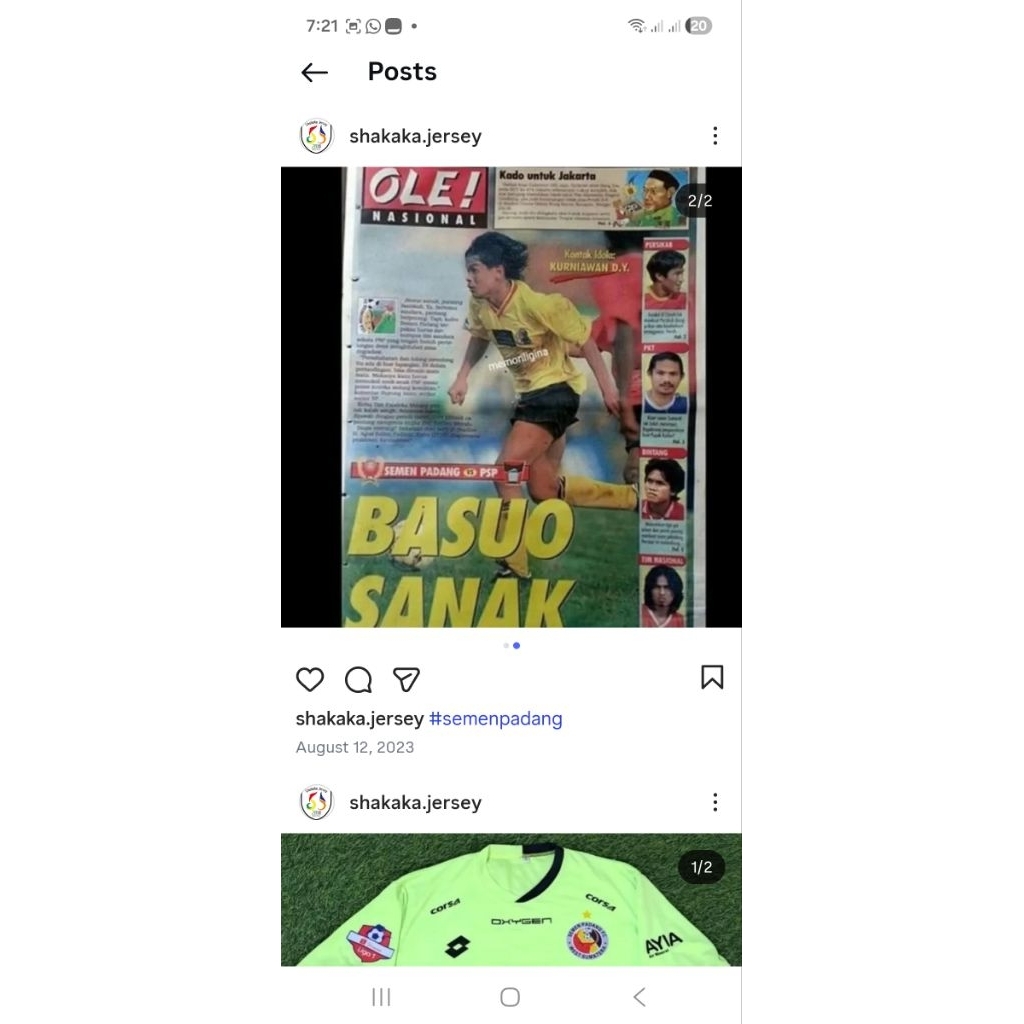Jersey Retro Semen Padang Away 2001