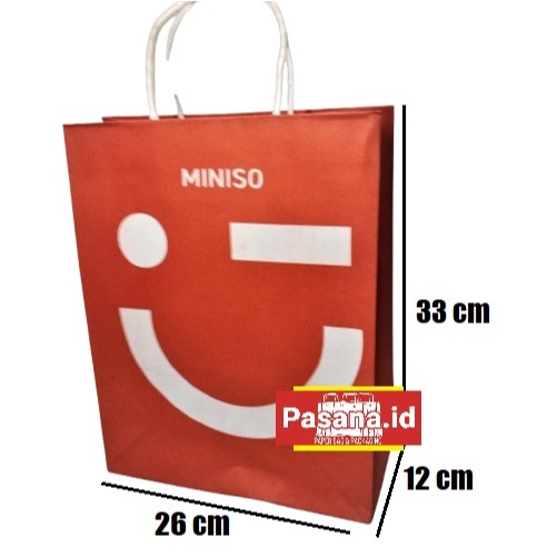 Grosir Paper bag Miniso Red Medium tas kertas kado hadiah hampers