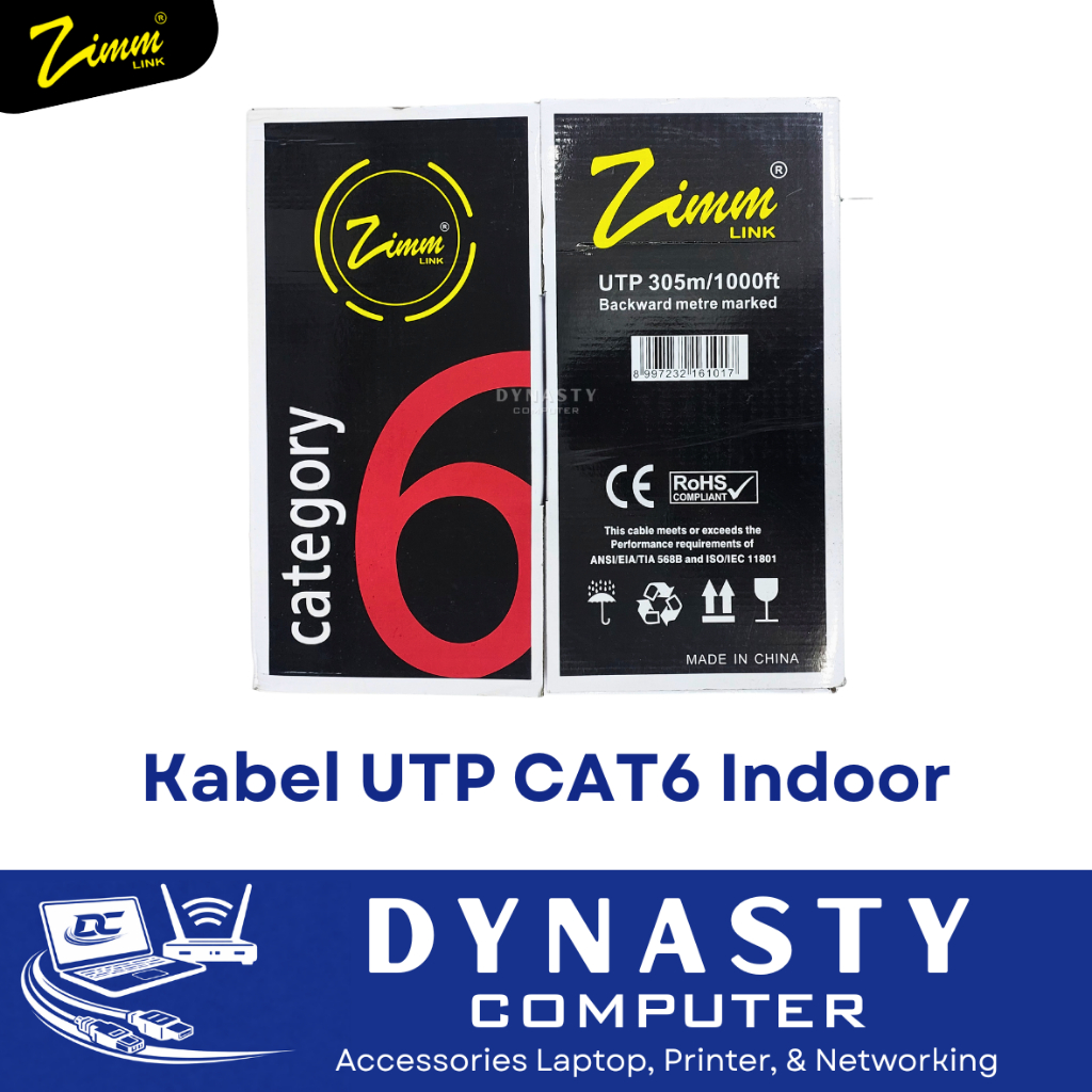 Kabel LAN ZimmLink UTP CAT6 CCA-ID Indoor 305m / 1000ft | Kabel UTP CAT6 Indoor | Kabel LAN Indoor