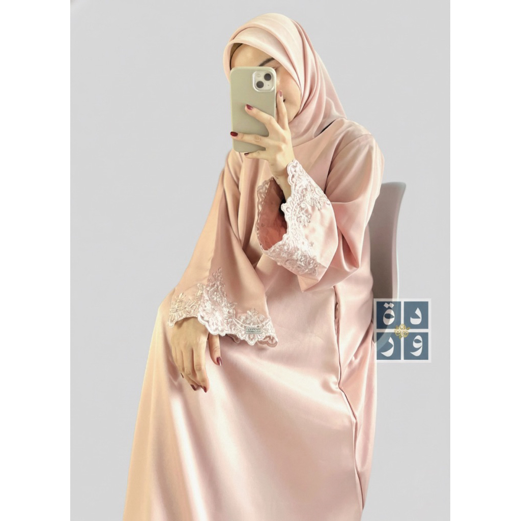 By Wardah || Fathimah Abaya Set Pinkish | Abaya couple | abaya set | Dress couple ibu anak | Baju Le