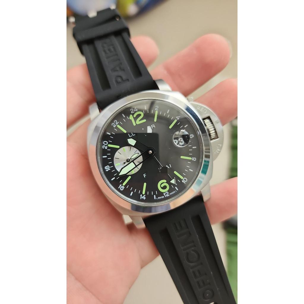 jam luminor marina GMT 44MM body rose gold dan silver rubber Automatic best quality sapphire.