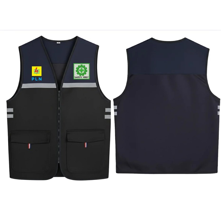 Rompi Vest PLN | Rompi Kerja PLN | Rompi Safety K3 PLN | Rompi Outdoor Custom Logo K3 PLN