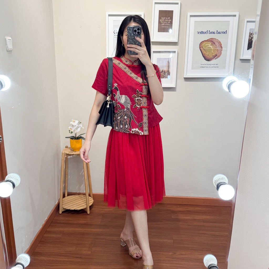 Dress terusan qipao wanita dress batik cheongsam wanita premium - Hong Qipao Batik Dress NWclothing