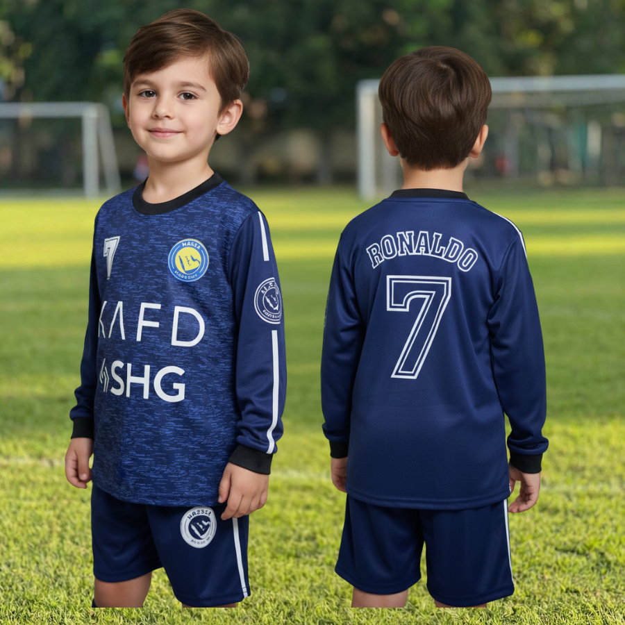 Setelan baju kiper sepakbola anak laki laki/ baju kiper sepakbola alnasr ronaldo anak laki laki