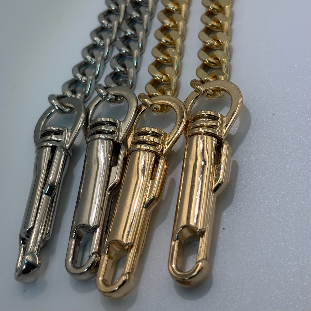 Tali Rantai Tas Selempang Flat Curb - Chain Strap Bag Pengait Piston Gold Silver - Aksesoris Tas Wan