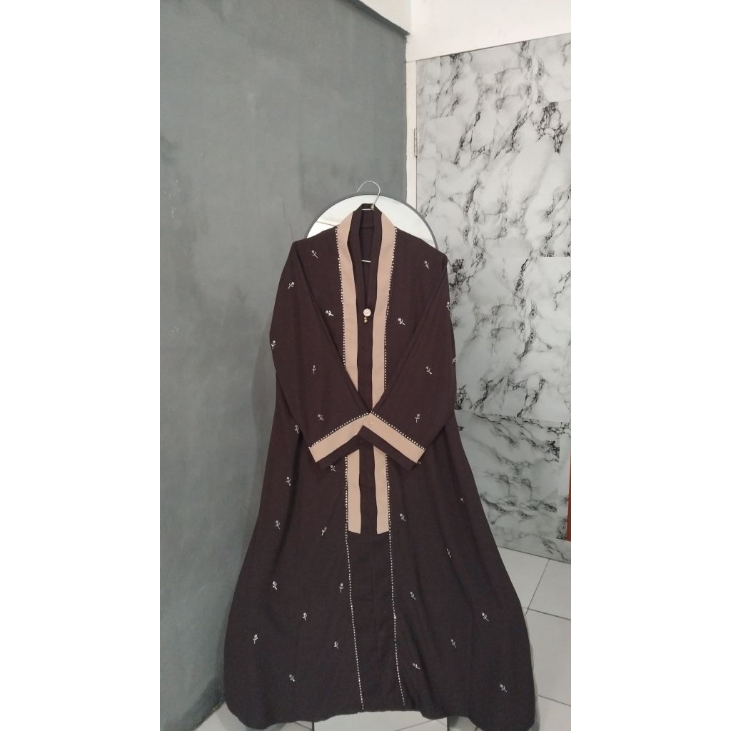 Abaya Saudi Lokal Marbella Silk Anti UV Abaya elegan Baju Lebaran Payet Mewah