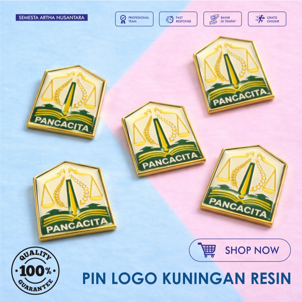 pin BROS / pin MUTZ Logo kuningan magnet pin Lambang PANCACITA kuningan dilapis resin magnet peniti