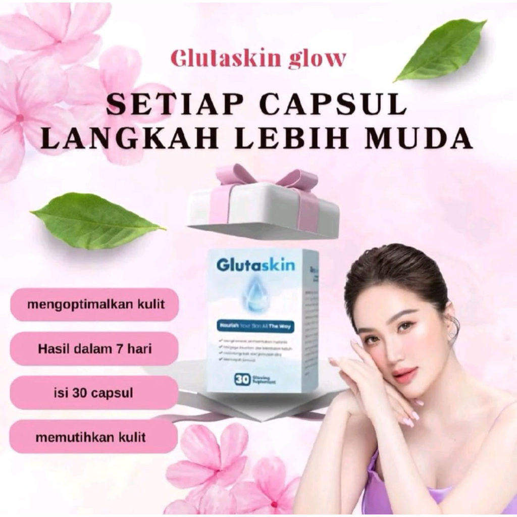 GLUTASKIN Obat Herbal Alami Mencerahkan Pemutih Kulit Badan Isi 30 Kapsul Halal BPOM