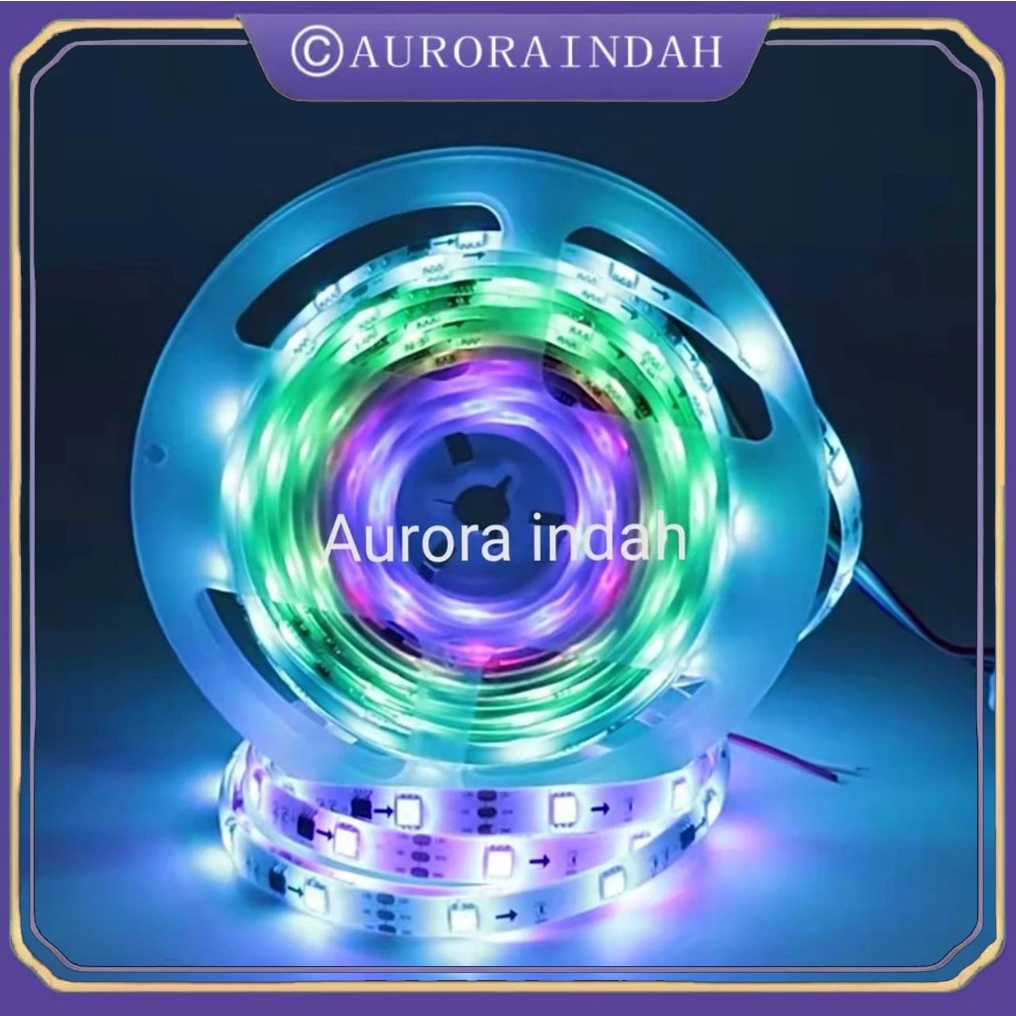LAMPU STRIP RGB 5050 WARNA WARNI RUNNING NYALA OTOMATIS SET + ADAPTOR 5METER (TANPA REMOTE) TIKTOK