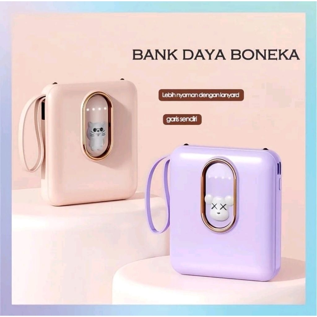 PowerBank mini 20000 MAH ultimate backup Battery cute kaws Good Quality with 4 Charging cable Fast C