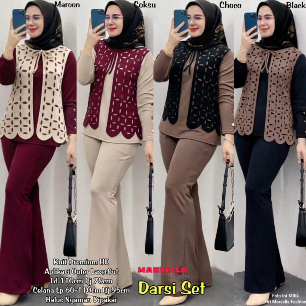 Desy Darsi Set / Gaura Kinan Set / Latia Maura Set / Indira Set Celana Knite Ori By Marsella Bellwis