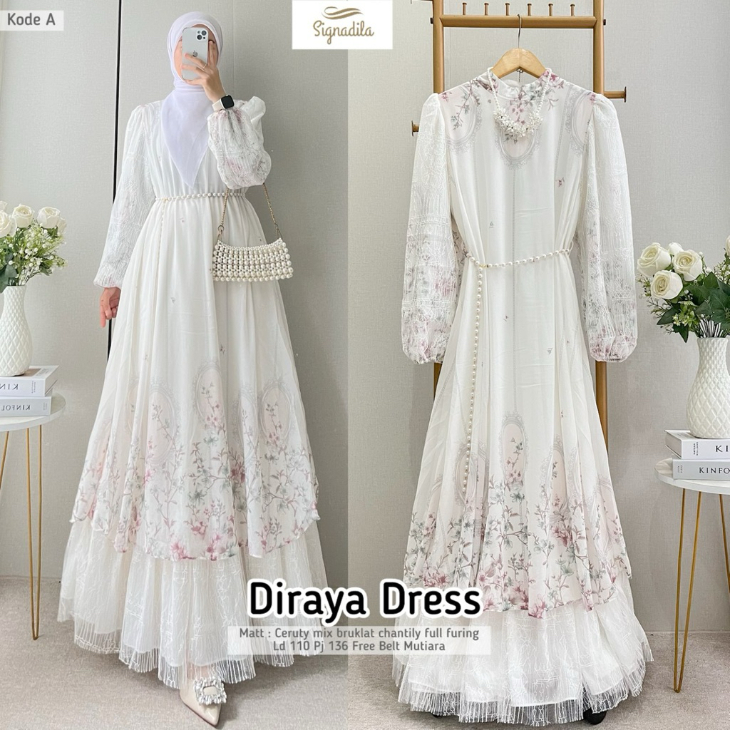 Diraya Dress Ceruty Mix Brukat Apl Payet