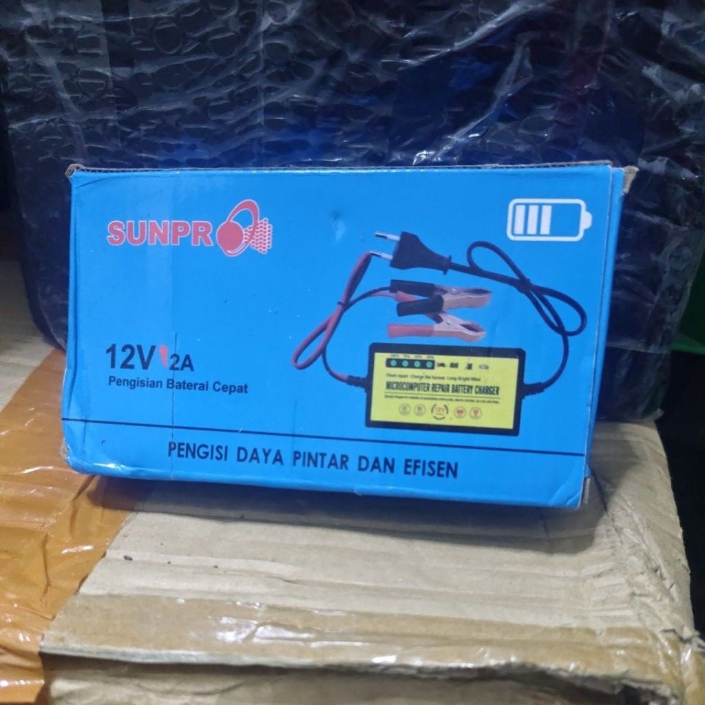 SUNPRO PENGISIAN DAYA PINTAR 12V. 2A PENGISIAN DAYA CEPAT