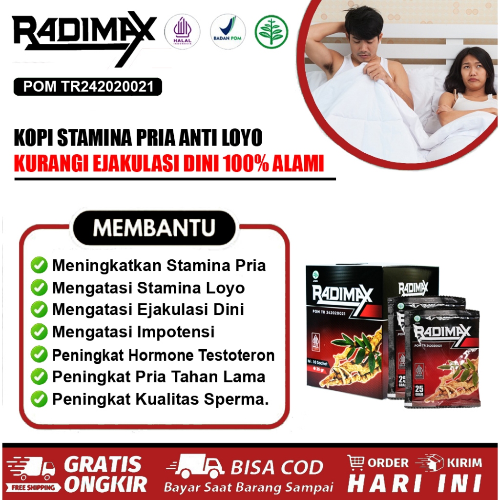 Radimax - Kopi Stamina Pria Anti Loyo Kurangi Ejakulasii Dini Secara Alami