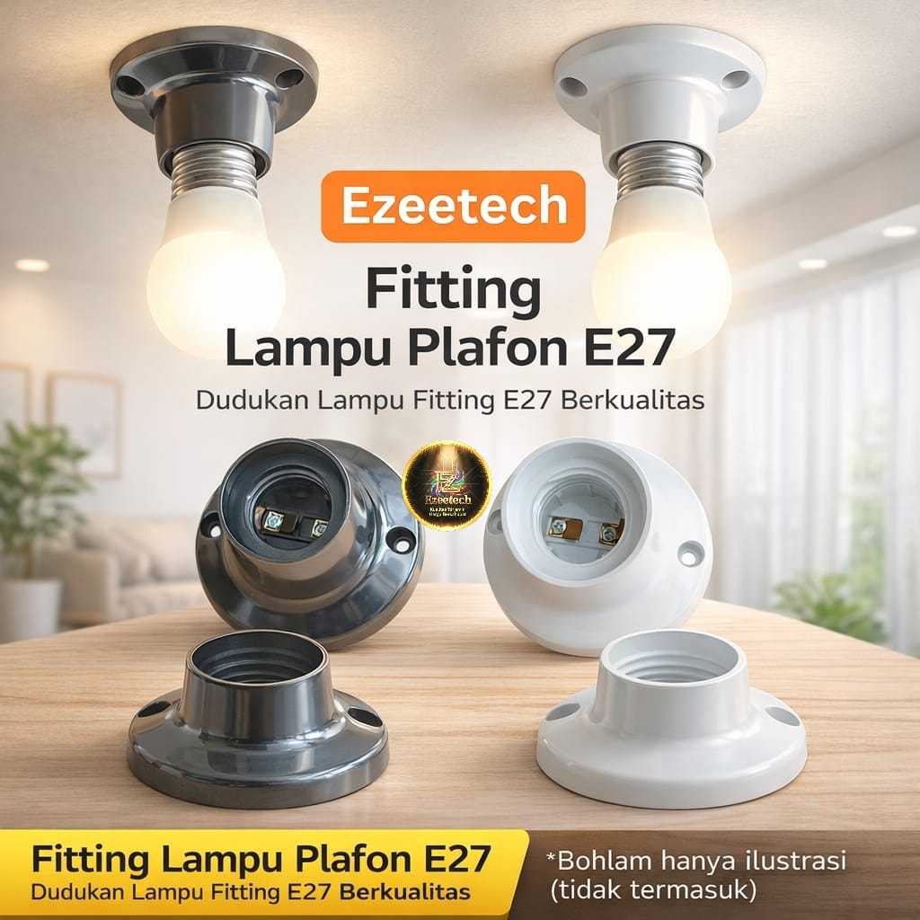 Fitting Lampu Plafon E27 Fitting Lampu Hias Plafon Model Bulat Fiting Plafon Terminal Kuningan