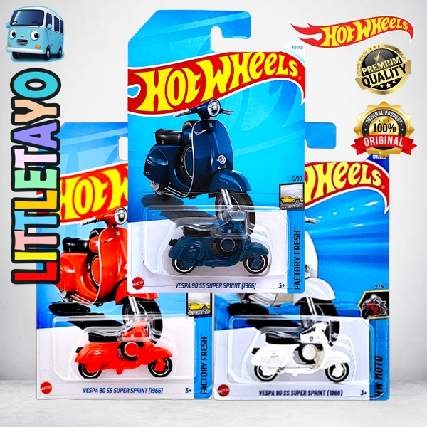 Hot Wheels Vespa 90 SS Super Sprint 1966 Putih Merah Biru - Diecast Motor Vespa Classic