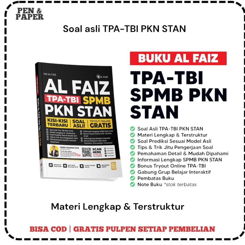 [UPDATE] BUKU AL-FAIZ TPA-TBI SPMB PKN STAN 2025-2026 MATERI LENGKAP