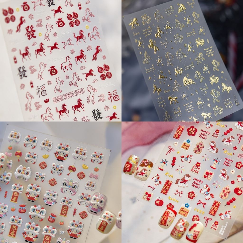 NEW Stiker Imlek Premium Barongsai Kuda 2026 Nail art - Stiker Nail Art Imlek Premium