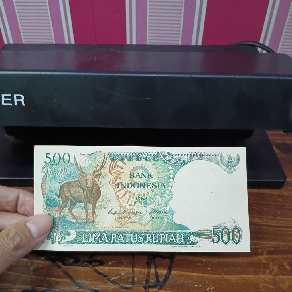 uang kuno 500 rupiah rusa tahun 1988 unik bertuliskan arab