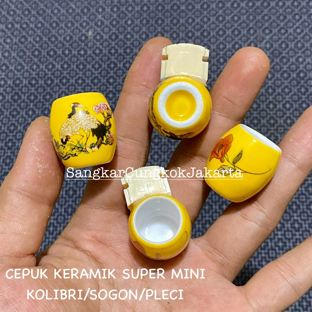 Cepuk Keramik Cungkok Super Mini Kolibri Sogon Pleci Set 2pcs