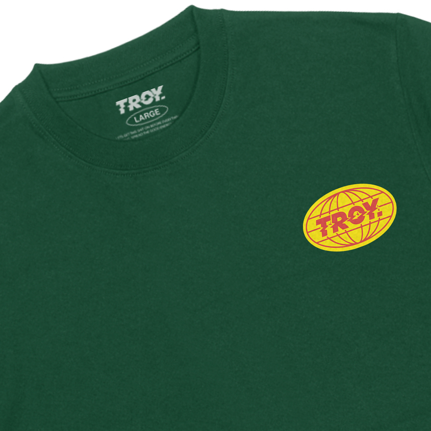 Troy Company Tshirt Forest Green Globe - Kaos Lengan Panjang Kaos Hijau MTD 2785
