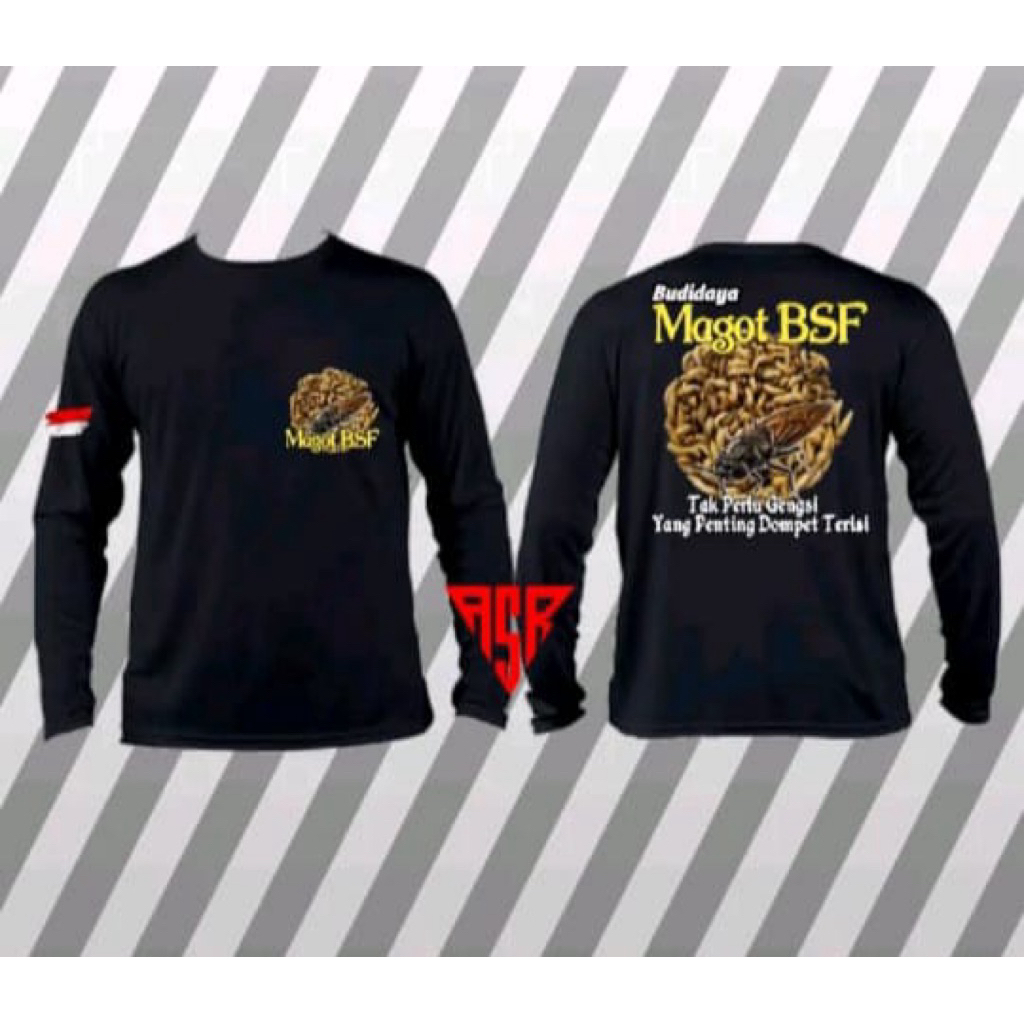 KAOS SABLON BUDIDAYA MAGOT BSF LENGAN PANJANG T-SHIRT UNISEX ADEM SANTAI