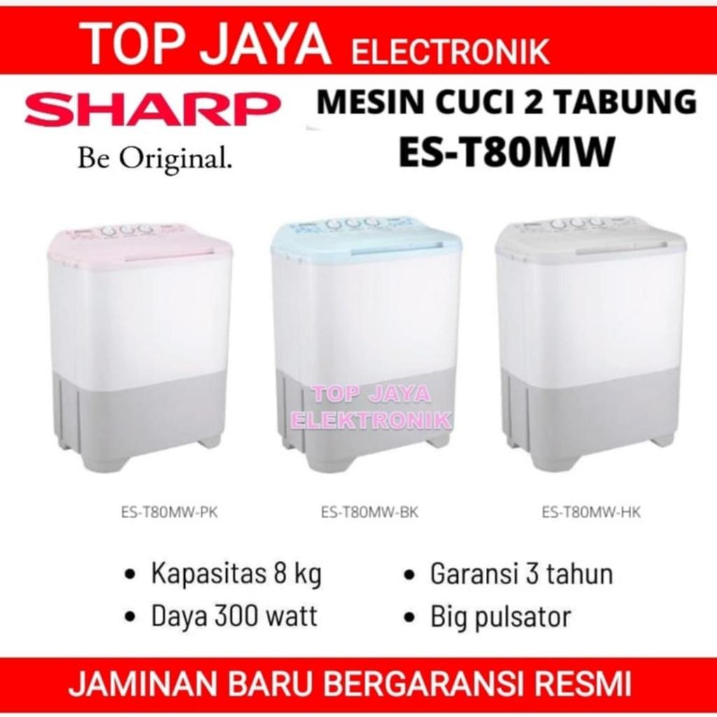 MESIN CUCI SHARP 8KG 2 TABUNG/MESIN CUCI 8 KG SHARP 2 TABUNG BARU BERGARANSI RESMI