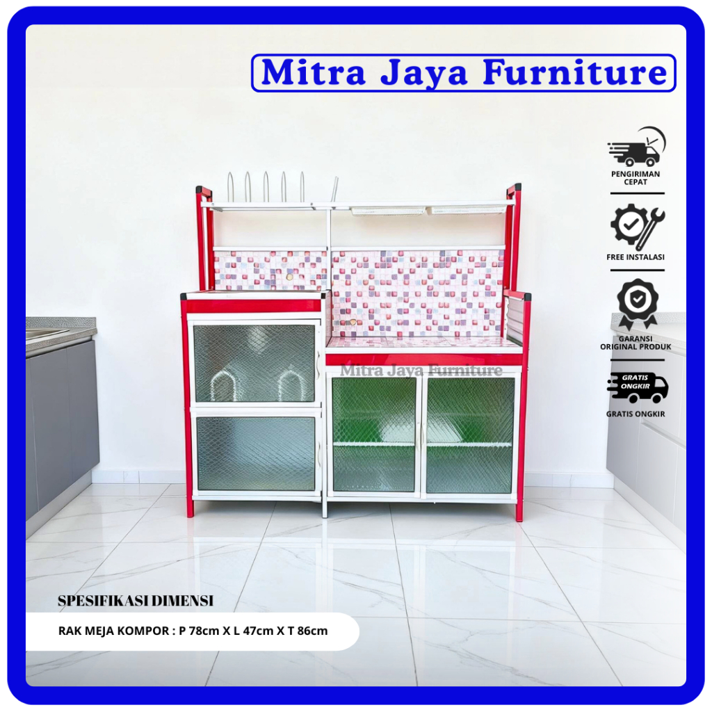 Rak Piring Wastafel Alumunium Keramik Rak Penyimpanan Dapur Meja Kompor Cuci Piring Bahan Kuat / Mit