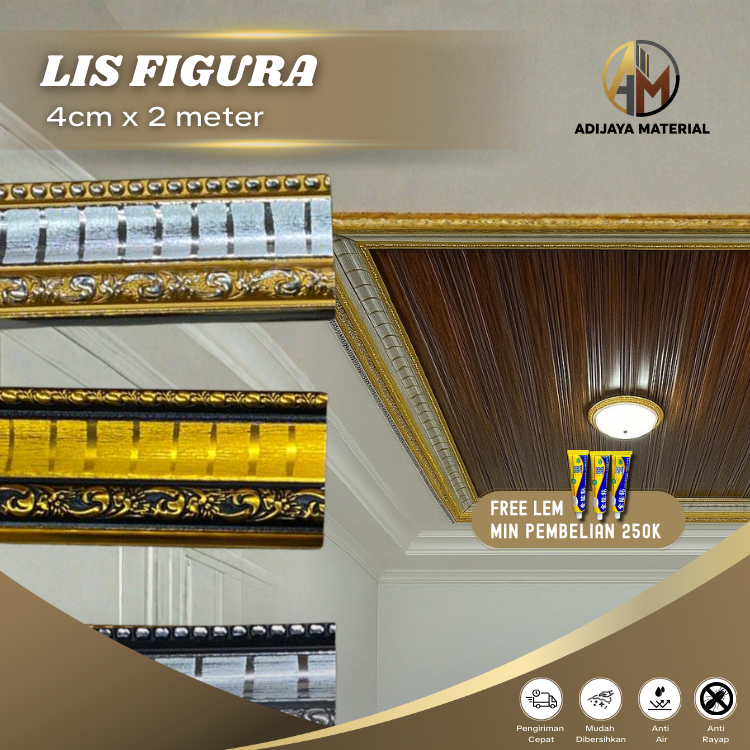 Lis Pigura PVC 4cm x 2Meter / List Figura Plavon - Frame Dinding Dekorasi Bingkai Rumah Elegan