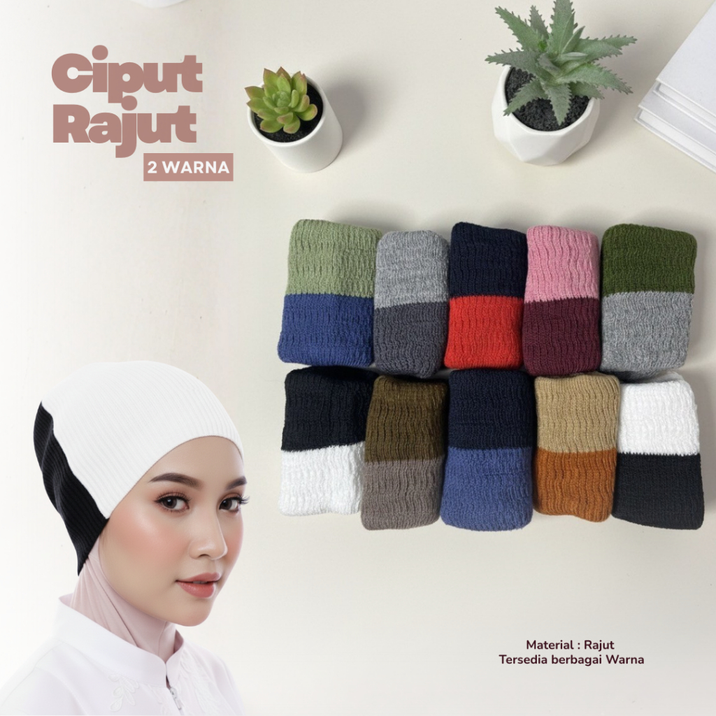 Ciput Rajut Premium 2 Warna Wol Nyaman By Umama