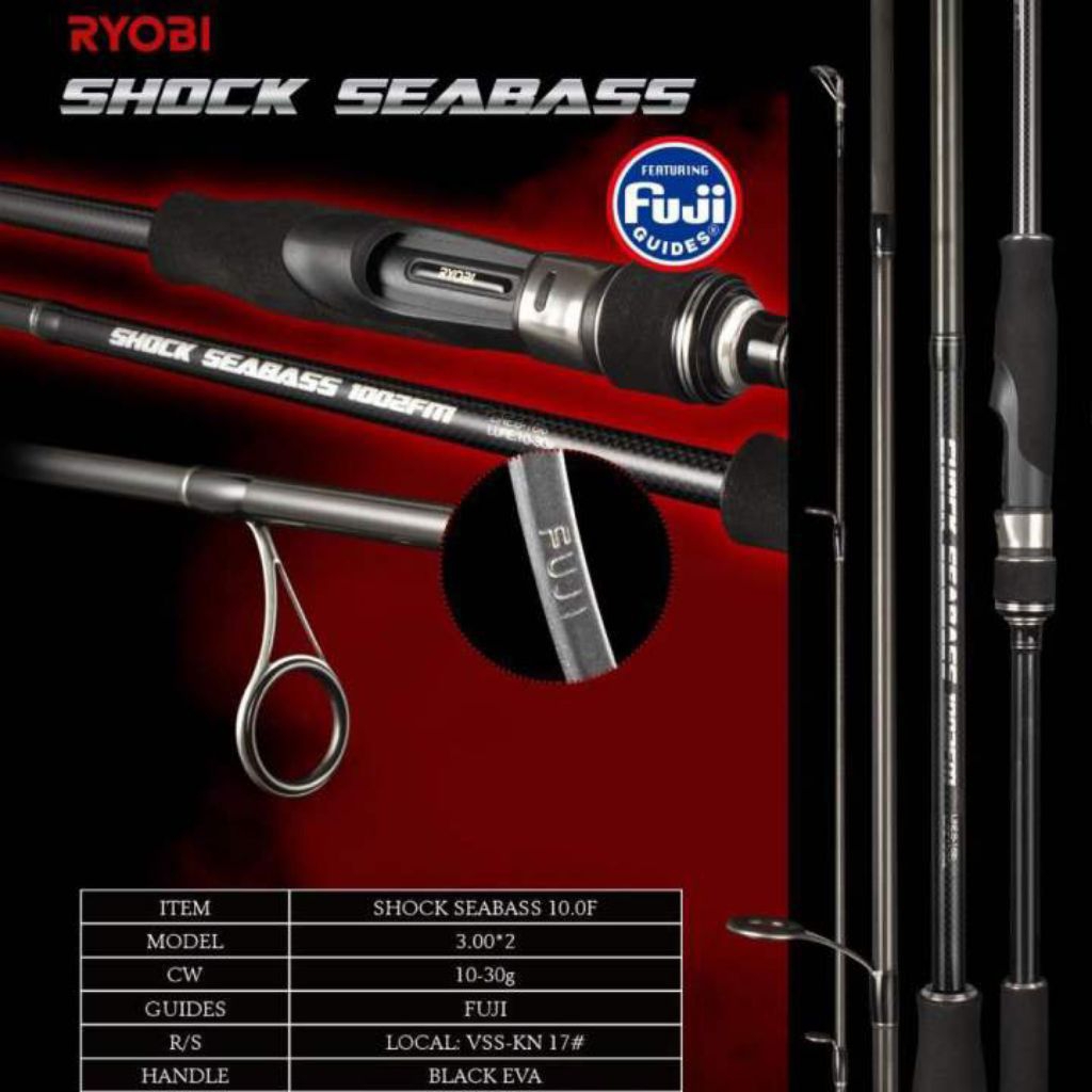joran Ryobi Shock Seabass 1002 1062 FM rod pancing spinning casting shorecast