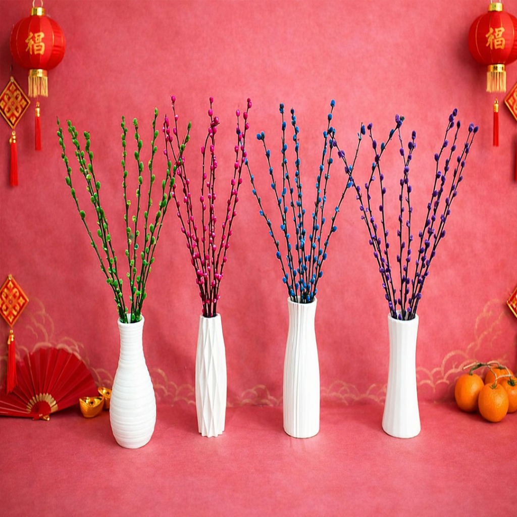 (9pcs) Dried Pussy Willow 2023 Bunga Imlek Dekorasi Chinese New Year Decoration CNY Bunga Kering Bun