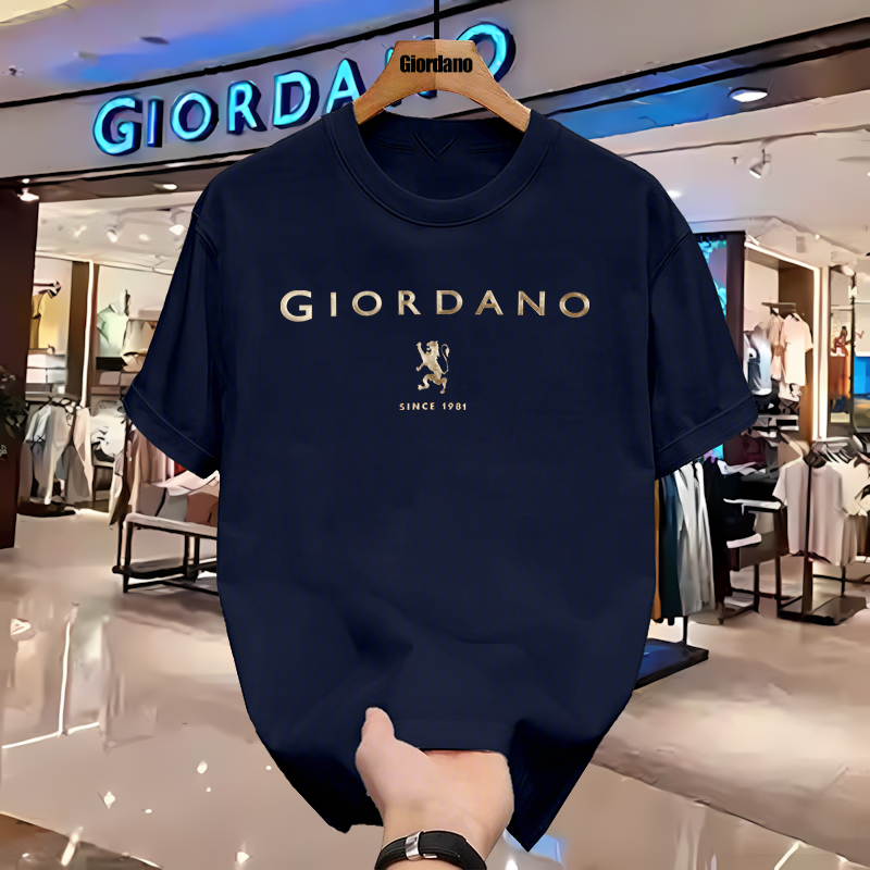Giordano Short Sleeve Pria Original Cotton Print Kaos Santai Keren Tee