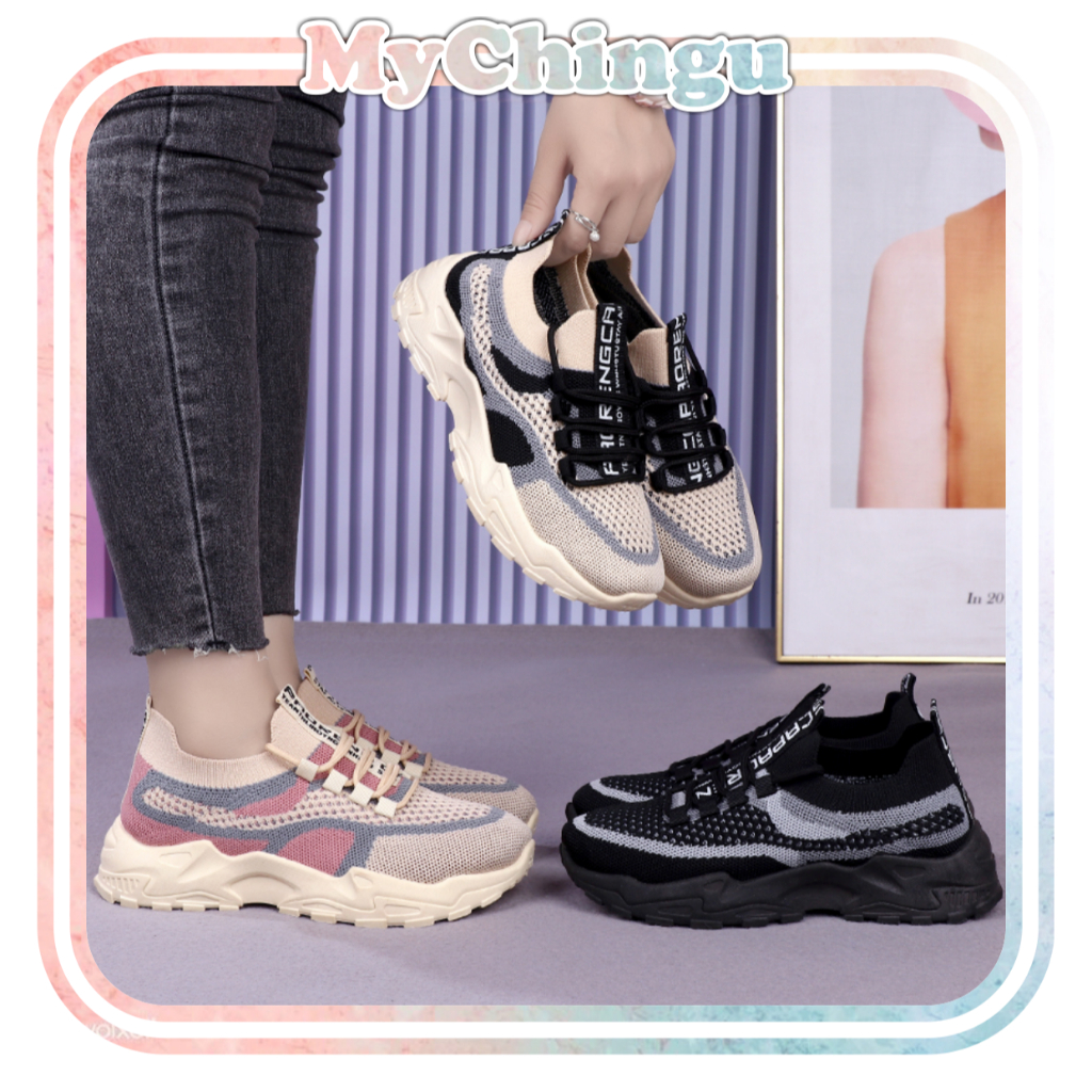 Chingu - SEP035 (Tanpa Kotak) Sepatu Sneakers Wanita Sporty Model Simple Korea Fashion Ada Warna Sep