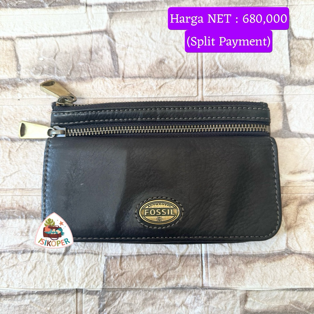 #531 NET-Preloved Fossil Dompet Explorer Black Long Wallet