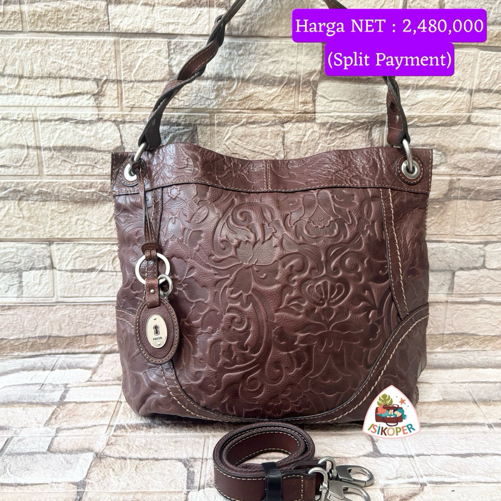 (PESANAN)-Preloved Fossil Colby Hobo Espresso