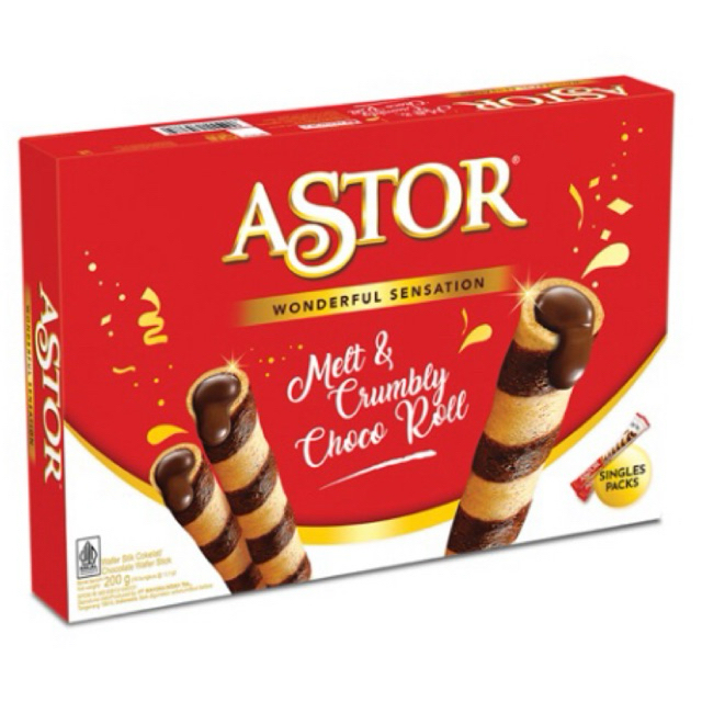 Astor Singles Chocolate Edisi Gift Box 200gr/ Cemilan Astor Renyah/ ASTOR COKELAT/ASTOR COKELAT EDIS