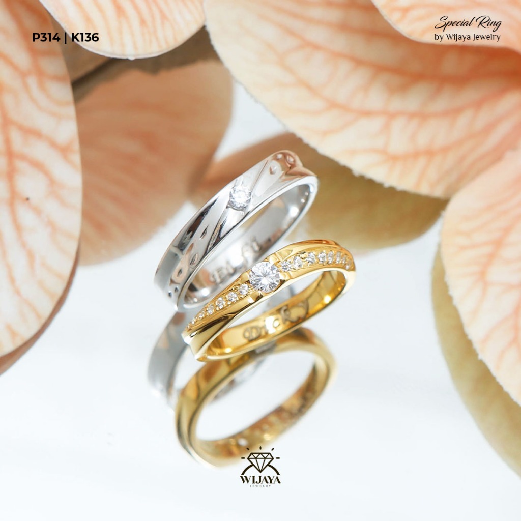 Cincin Nikah Lamaran Tunangan Custom Perak Emas Kuning Emas Putih Palladium Platinum Bergaransi