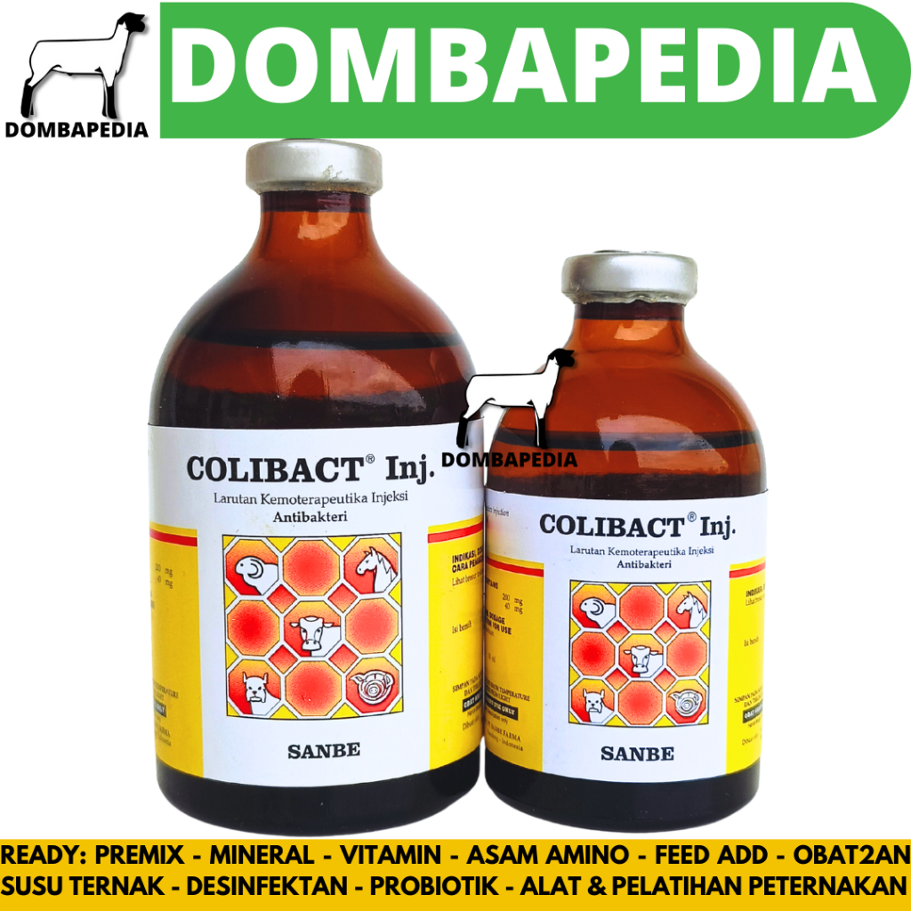 COLIBACT INJ 50ML COLIBACT INJ 100ML SANBE - Obat Hewan Antibakteri Pencernaan Ternak Sapi Kambing
