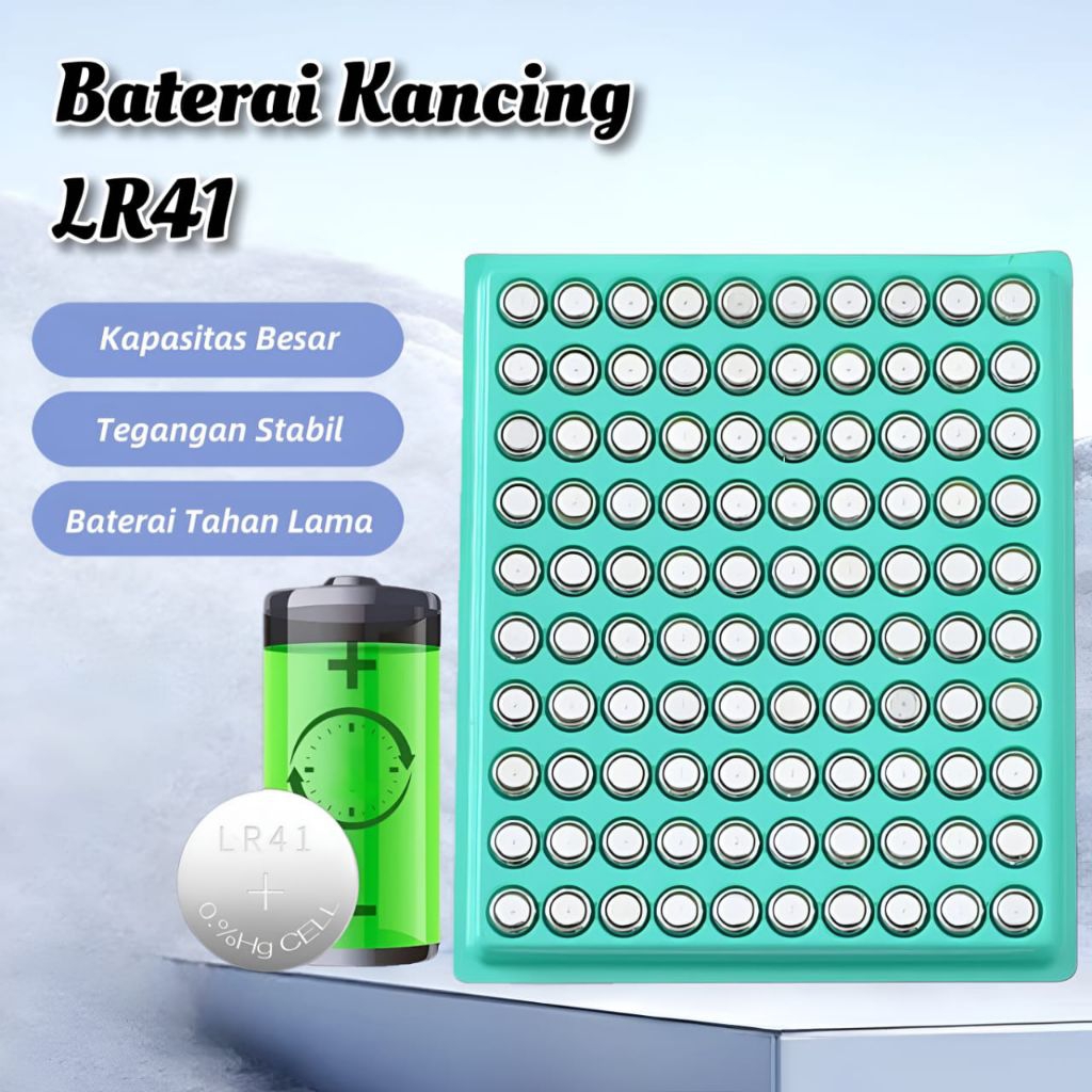 BATERAI KANCING AG3 LR41 ISI 100 BIJI TATAKAN HIJAU MERK SODA•KFC•