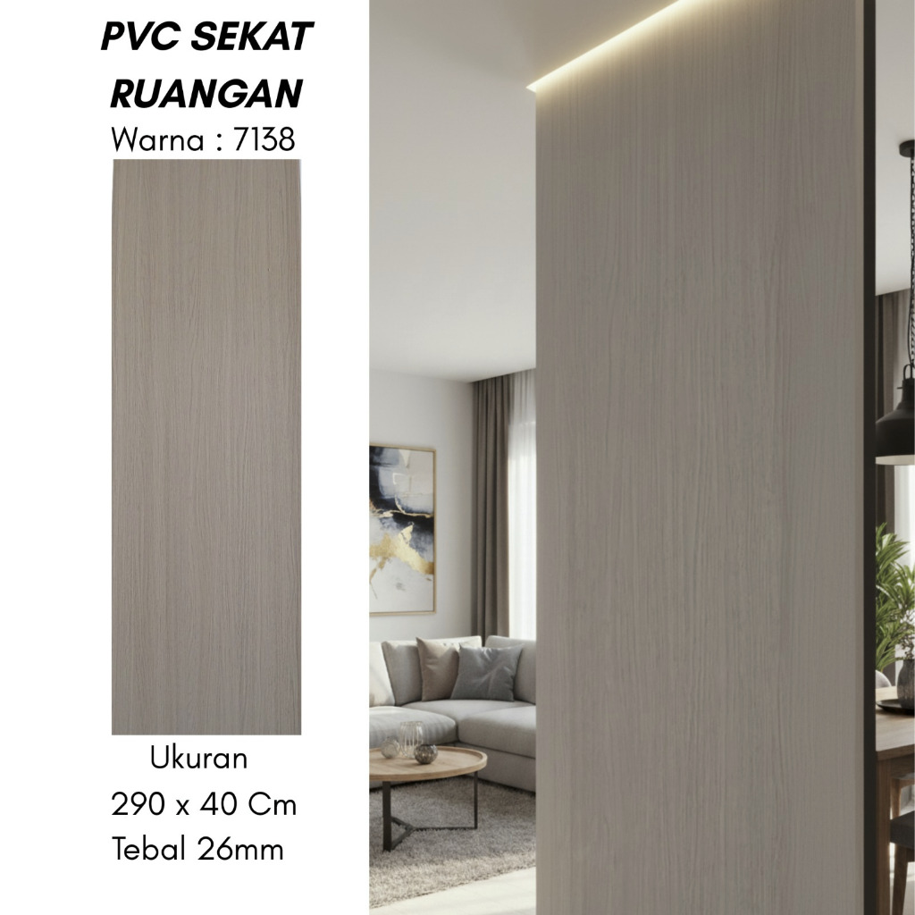 PVC Sekat Ruangan Dua Sisi/Partisi Dinding PVC – Wall Panel Motif Kayu dan Polos
